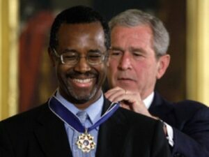 In 2008, Dr. Ben Carson received America's highest civilian honor, the Presidential Medal of Freedom, from George W. Bush