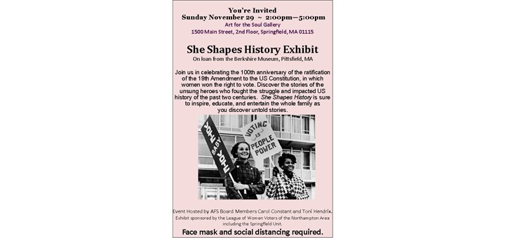 She Shapes History Exhibit at Art for the Soul Gallery