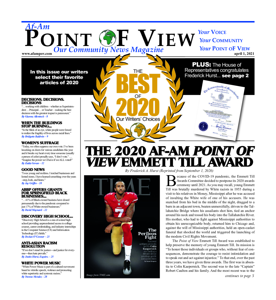 Cover of the April 2021 issue of Af-Am Point of View News Magazine