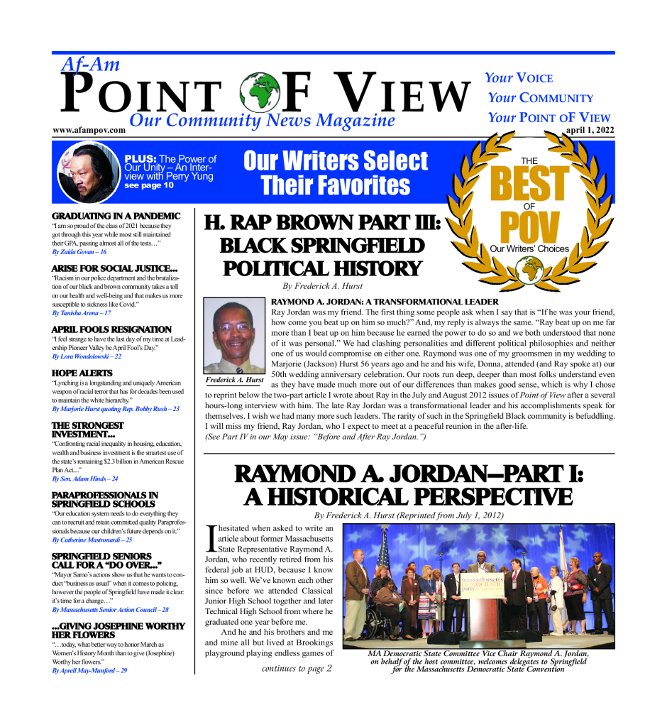 Cover of the April 2022 issue of Af-Am Point of View News Magazine