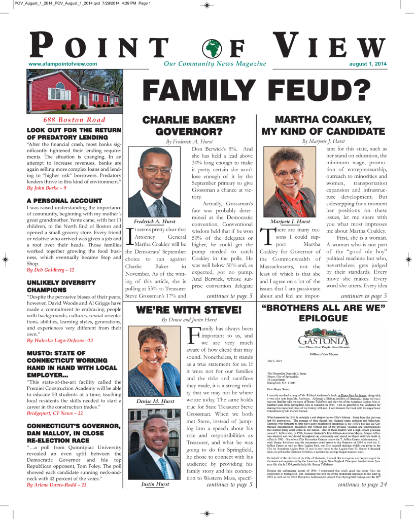 Cover of the August 2014 issue of Af-Am Point of View News Magazine