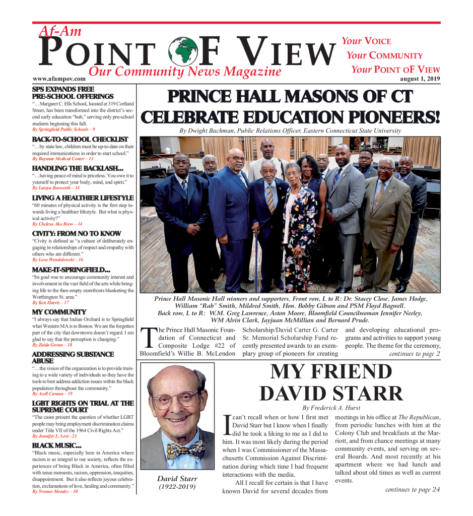 Cover of the August 2019 issue of Af-Am Point of View News Magazine