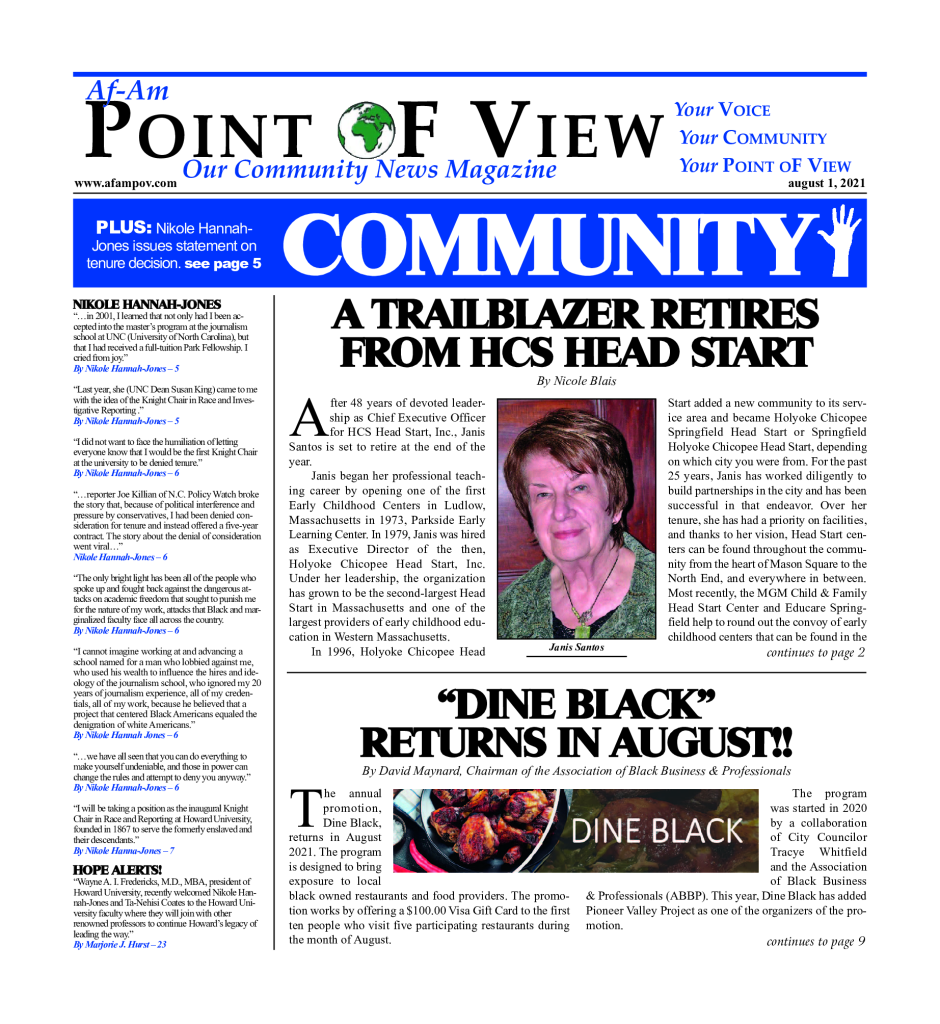 Cover of the August 2021 issue of Af-Am Point of View News Magazine