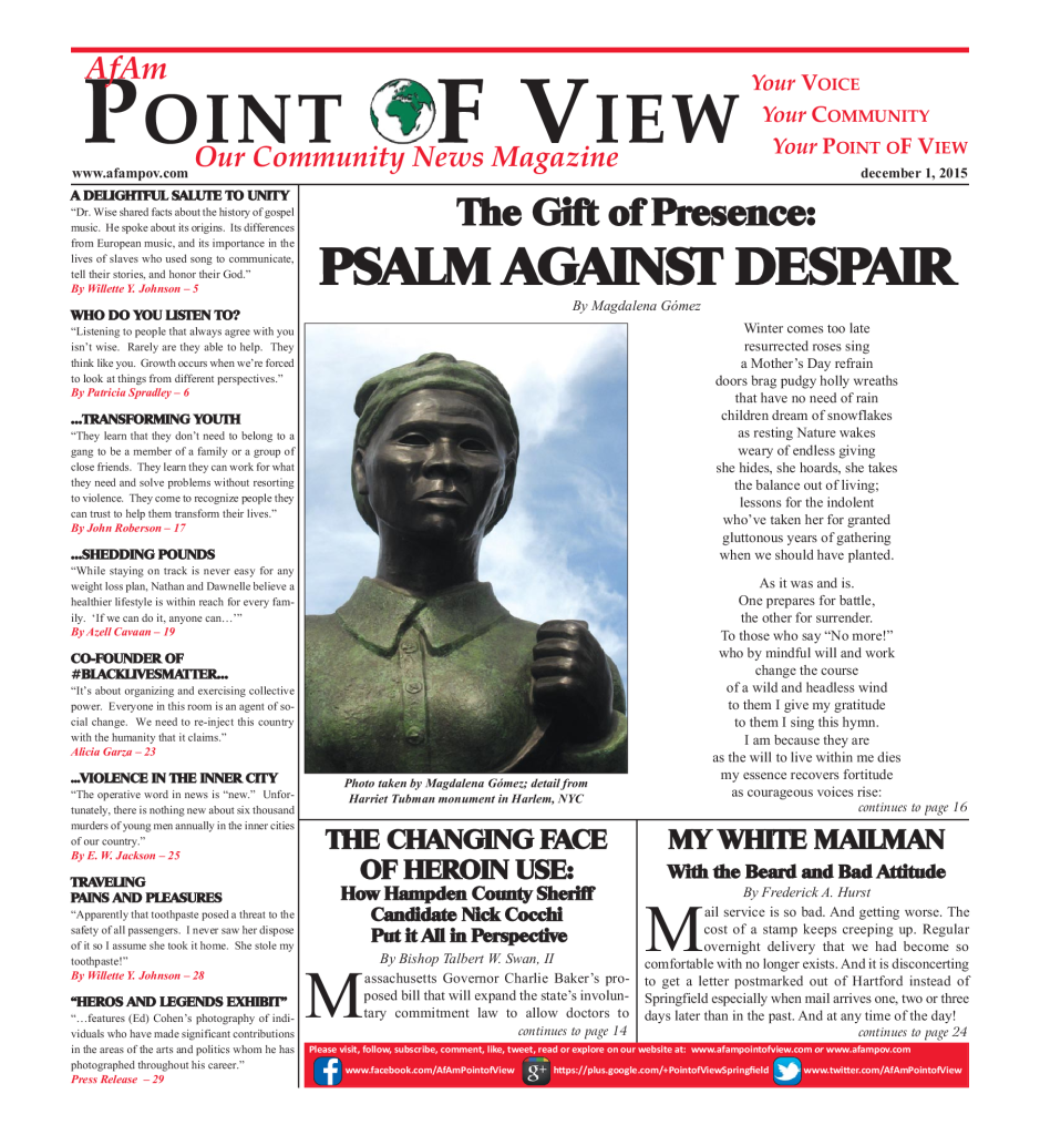 Cover of the December 2015 issue of Af-Am Point of View News Magazine