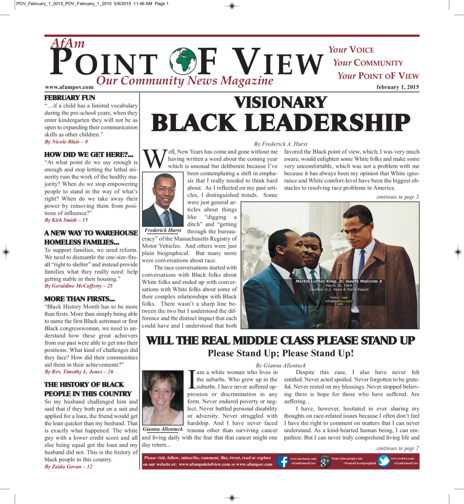 Cover of the February 2015 issue of Af-Am Point of View News Magazine