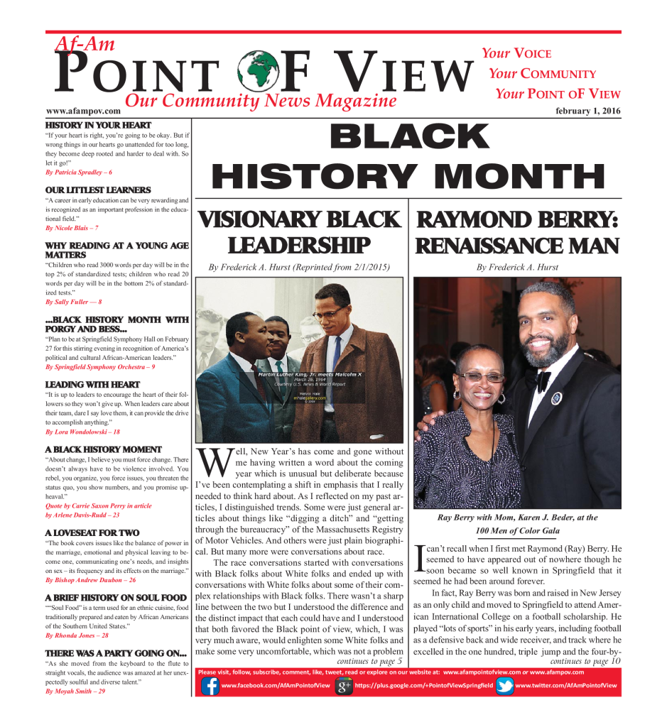 Cover of the February 2016 issue of Af-Am Point of View News Magazine