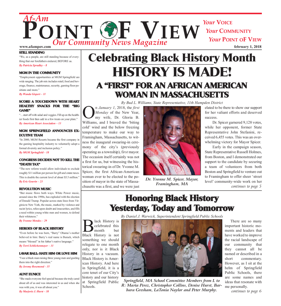 Cover of the February 2018 issue of Af-Am Point of View News Magazine