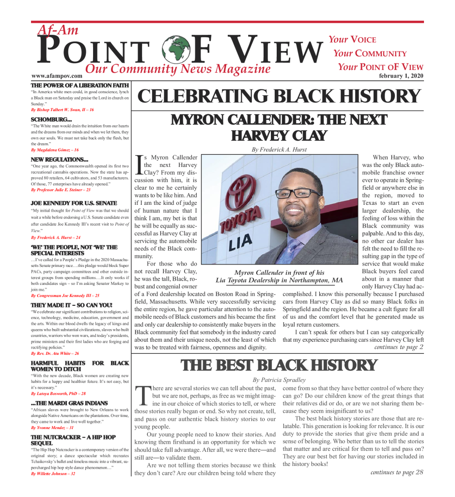 Cover of the February 2020 issue of Af-Am Point of View News Magazine