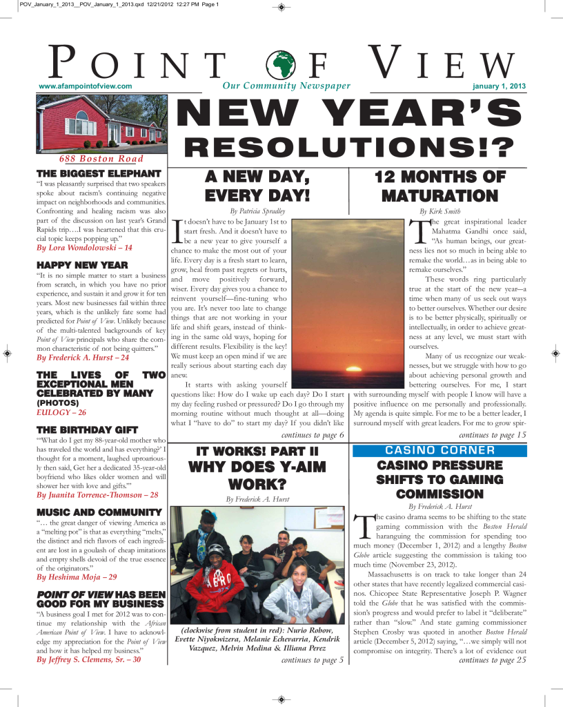 Cover of the January 2013 issue of Af-Am Point of View News Magazine
