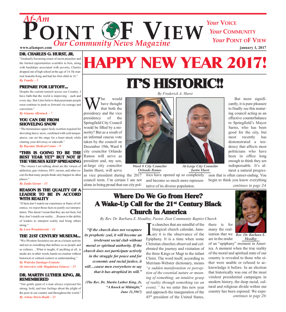 Cover of the January 2017 issue of Af-Am Point of View News Magazine