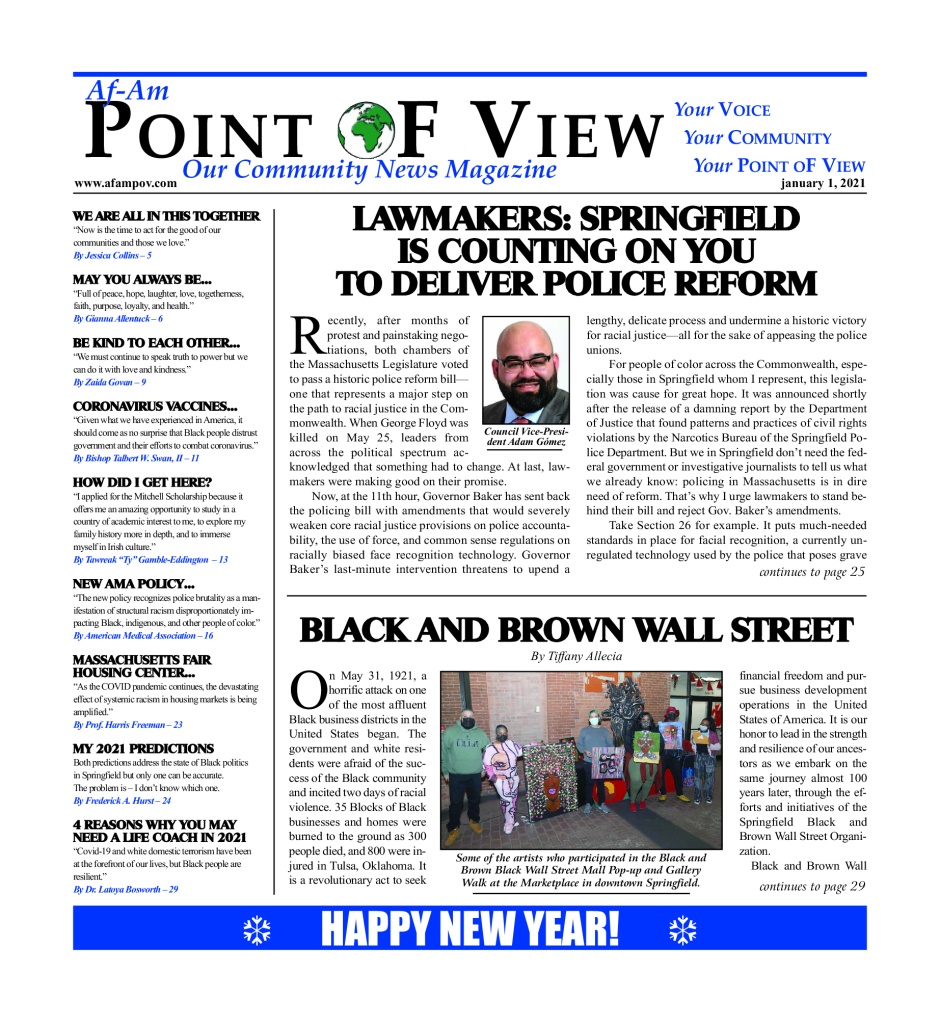 Cover of the January 2021 issue of Af-Am Point of View News Magazine