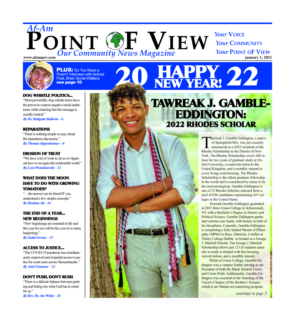 Cover of the January 2022 issue of Af-Am Point of View News Magazine