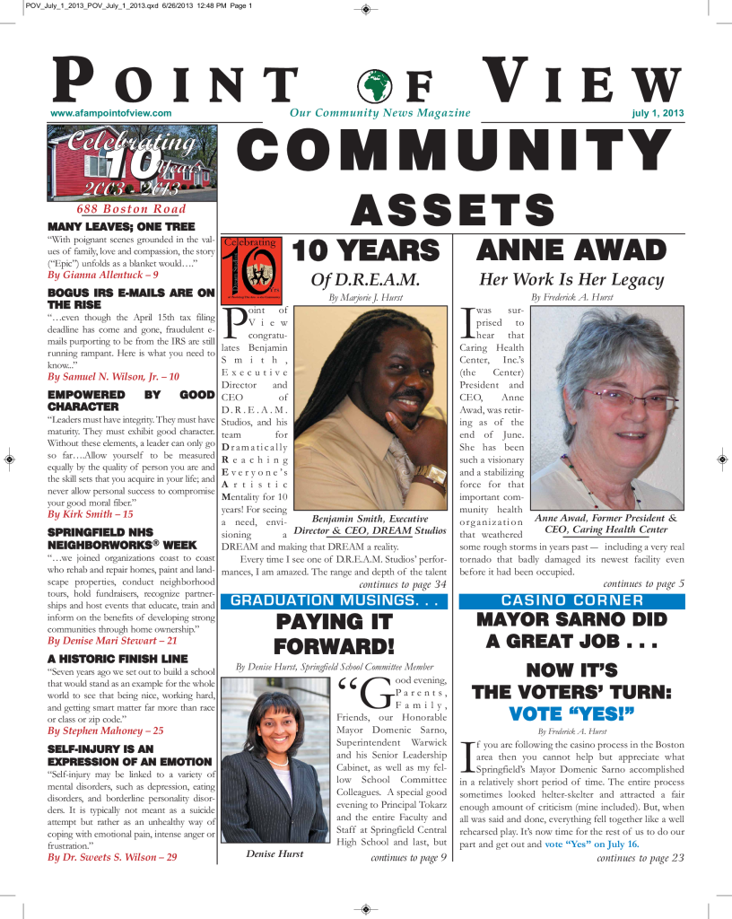 Cover of the July 2013 issue of Af-Am Point of View News Magazine