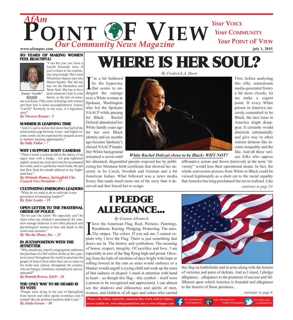 Cover of the July 2015 issue of Af-Am Point of View News Magazine
