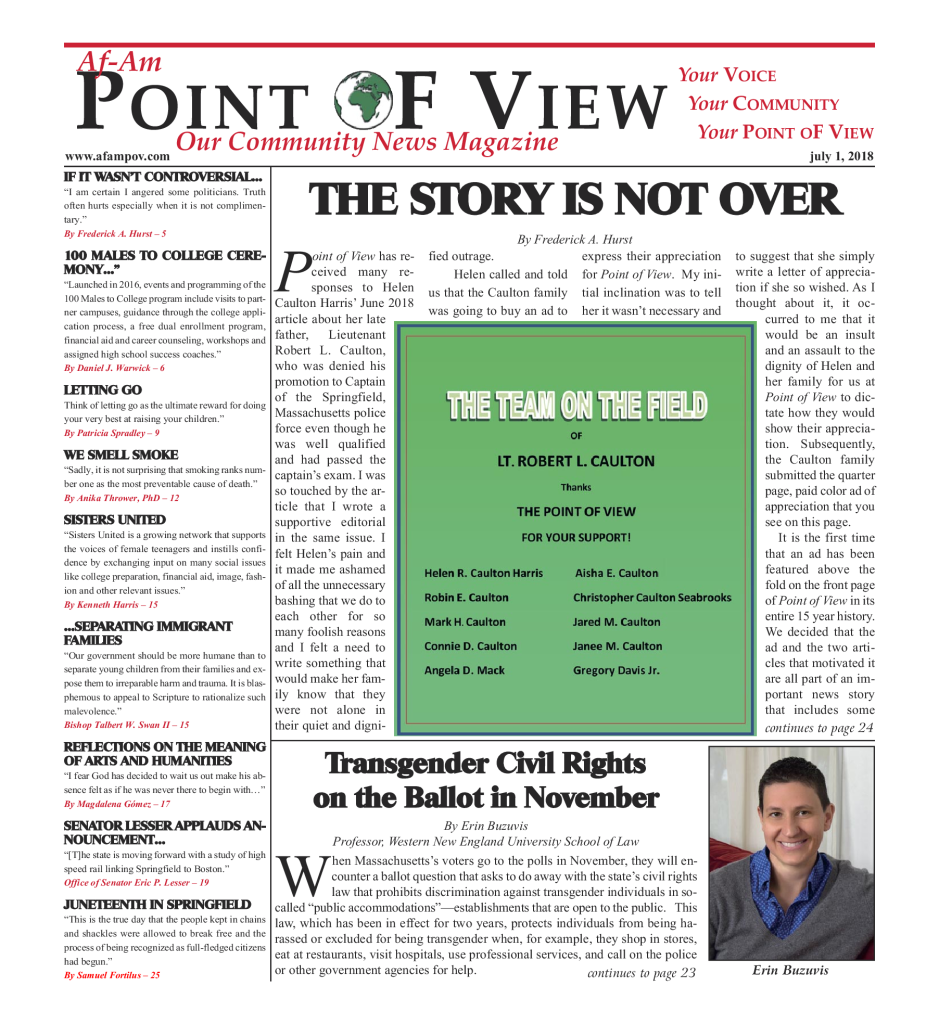 Cover of the July 2018 issue of Af-Am Point of View News Magazine