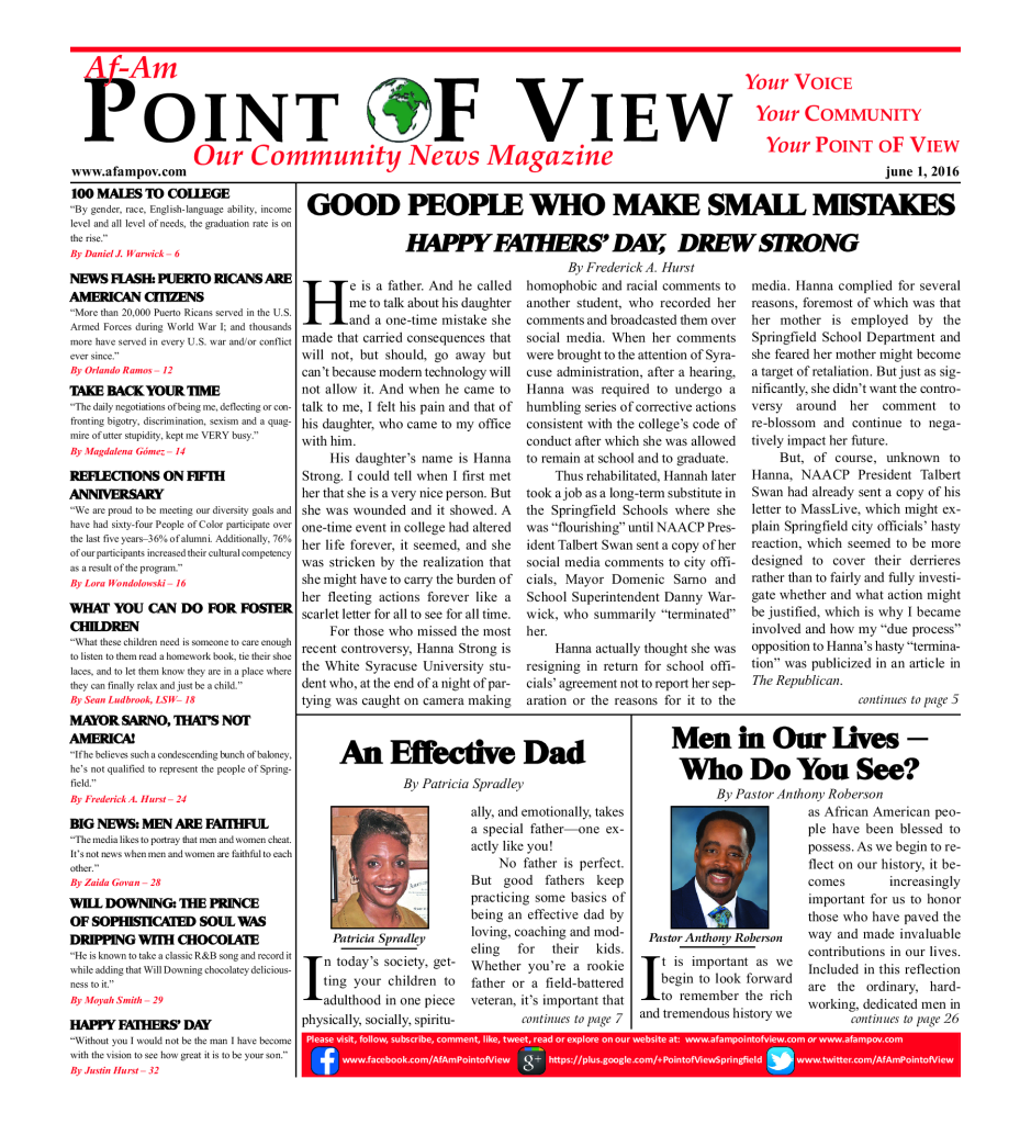 Cover of the June 2016 issue of Af-Am Point of View News Magazine