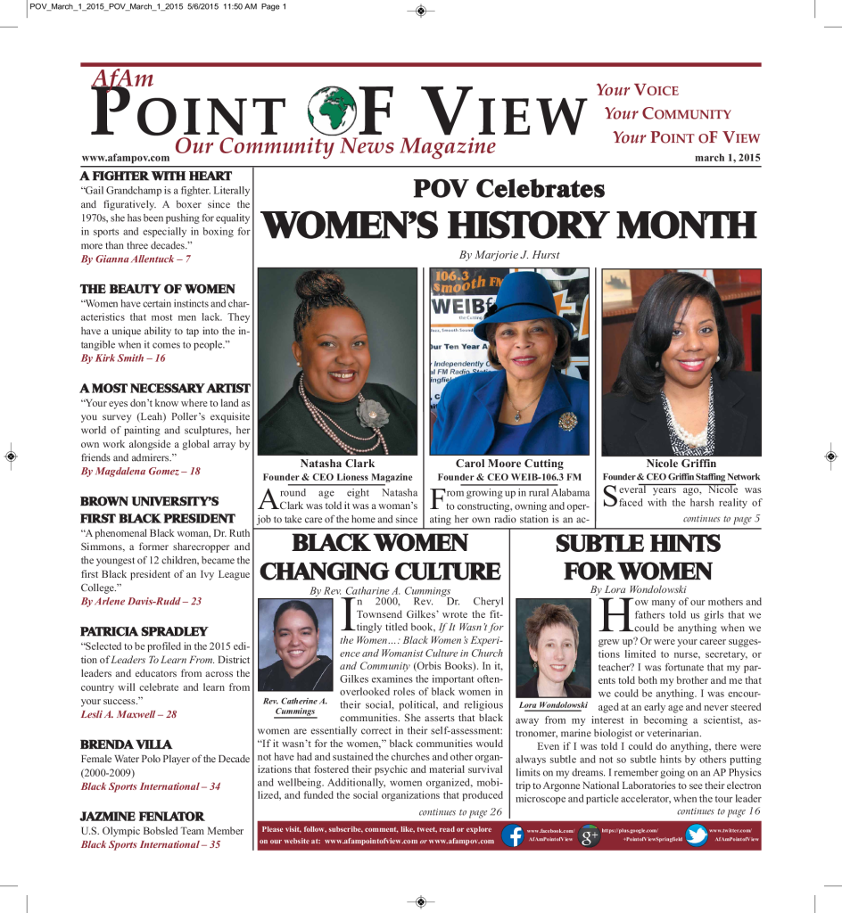 Cover of the March 2015 issue of Af-Am Point of View News Magazine