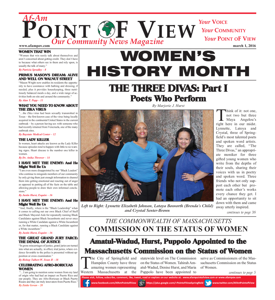 Cover of the March 2016 issue of Af-Am Point of View News Magazine