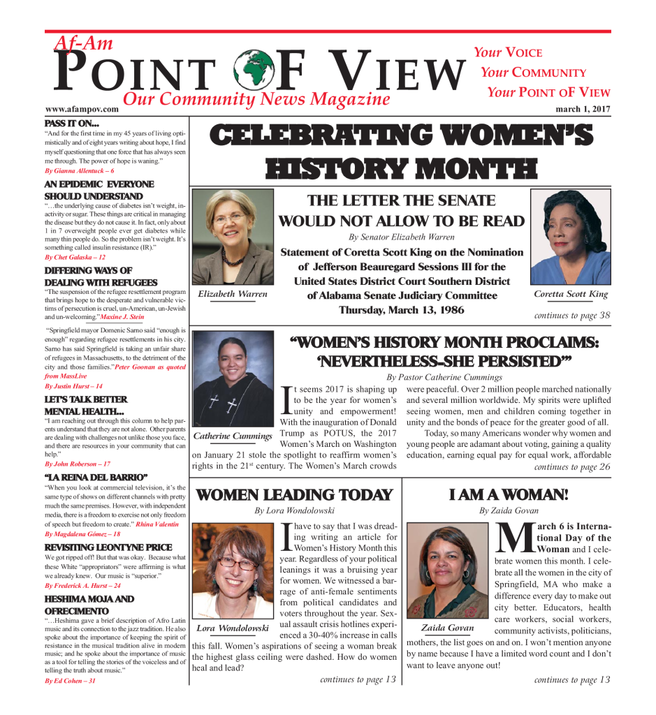 Cover of the March 2017 issue of Af-Am Point of View News Magazine
