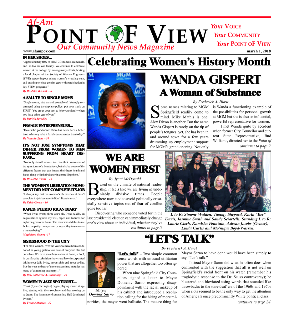 Cover of the March 2018 issue of Af-Am Point of View News Magazine