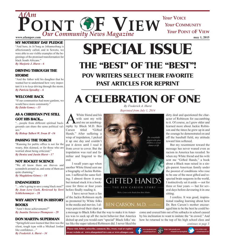 Cover of the May 2015 issue of Af-Am Point of View News Magazine