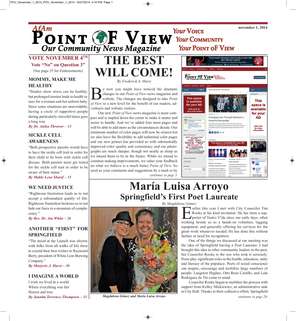 Cover of the November 2014 issue of Af-Am Point of View News Magazine