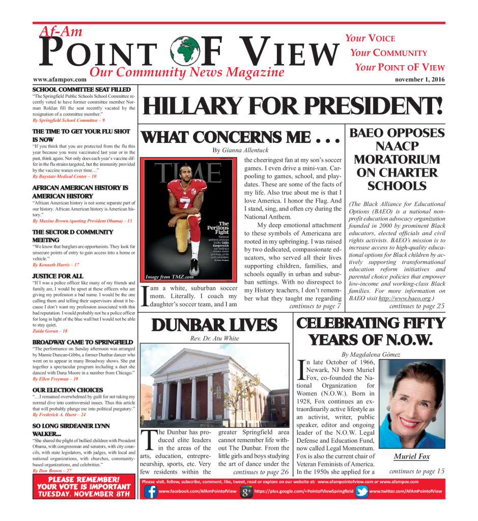 Cover of the November 2016 issue of Af-Am Point of View News Magazine