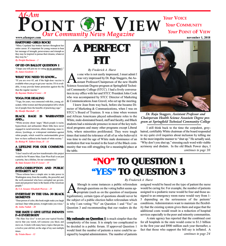 Cover of the November 2018 issue of Af-Am Point of View News Magazine
