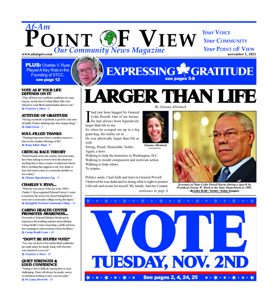 Cover of the November 2021 issue of Af-Am Point of View News Magazine
