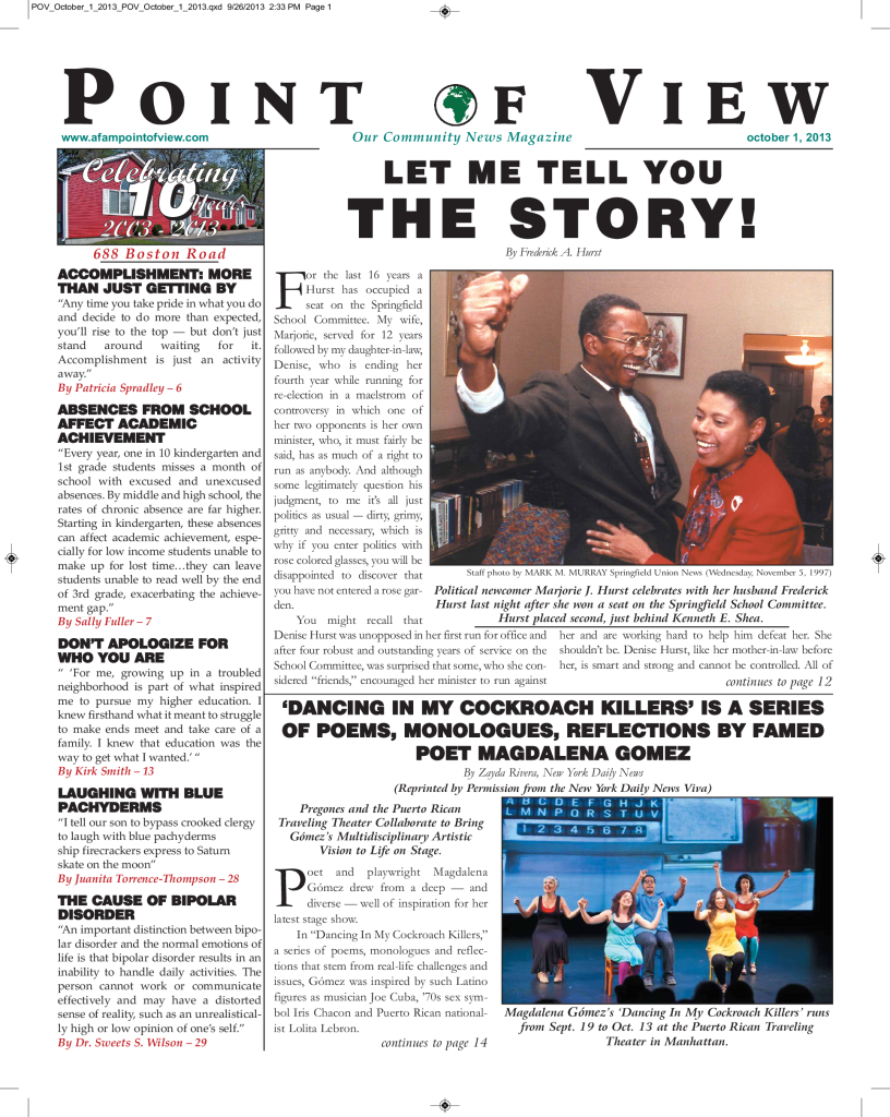 Cover of the October 2013 issue of Af-Am Point of View News Magazine