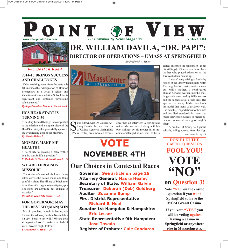 Cover of the October 2014 issue of Af-Am Point of View News Magazine