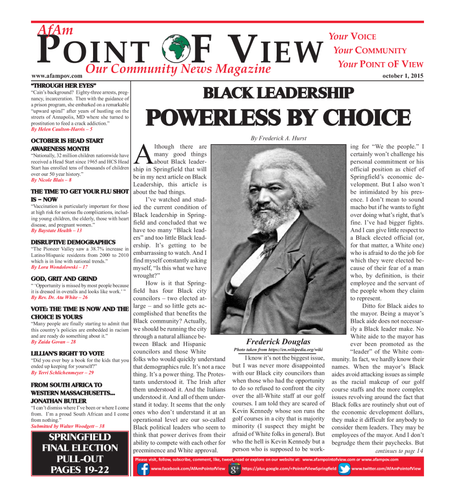 Cover of the October 2015 issue of Af-Am Point of View News Magazine