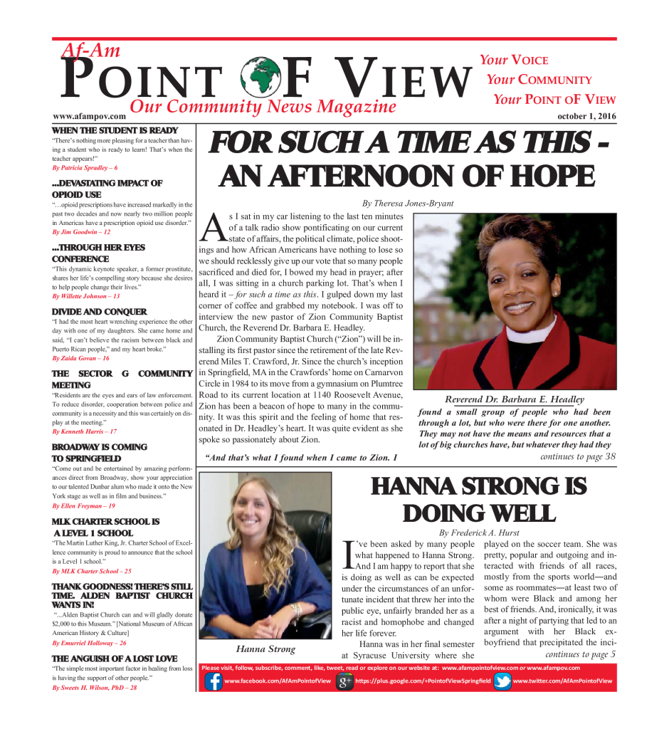 Cover of the October 2016 issue of Af-Am Point of View News Magazine