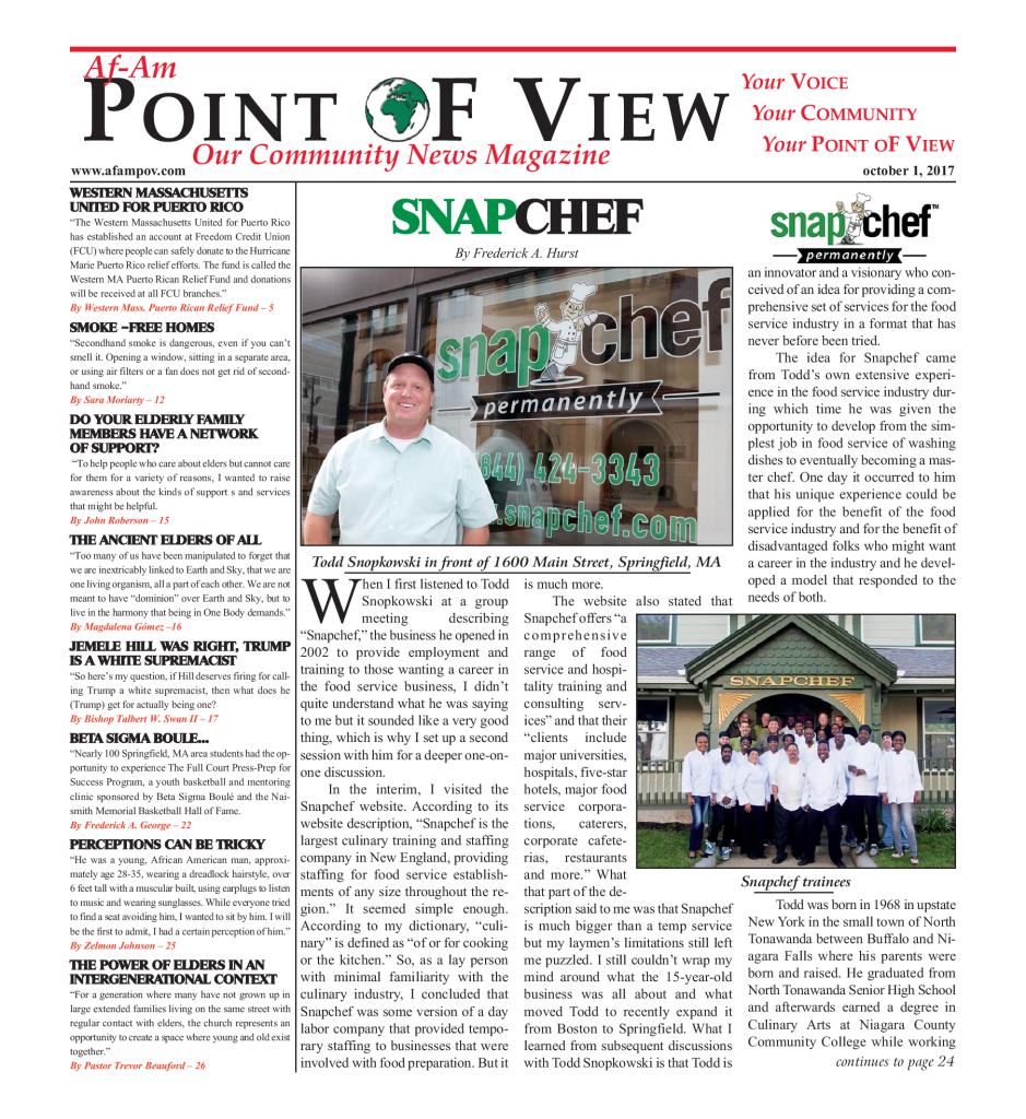 Cover of the October 2017 issue of Af-Am Point of View News Magazine