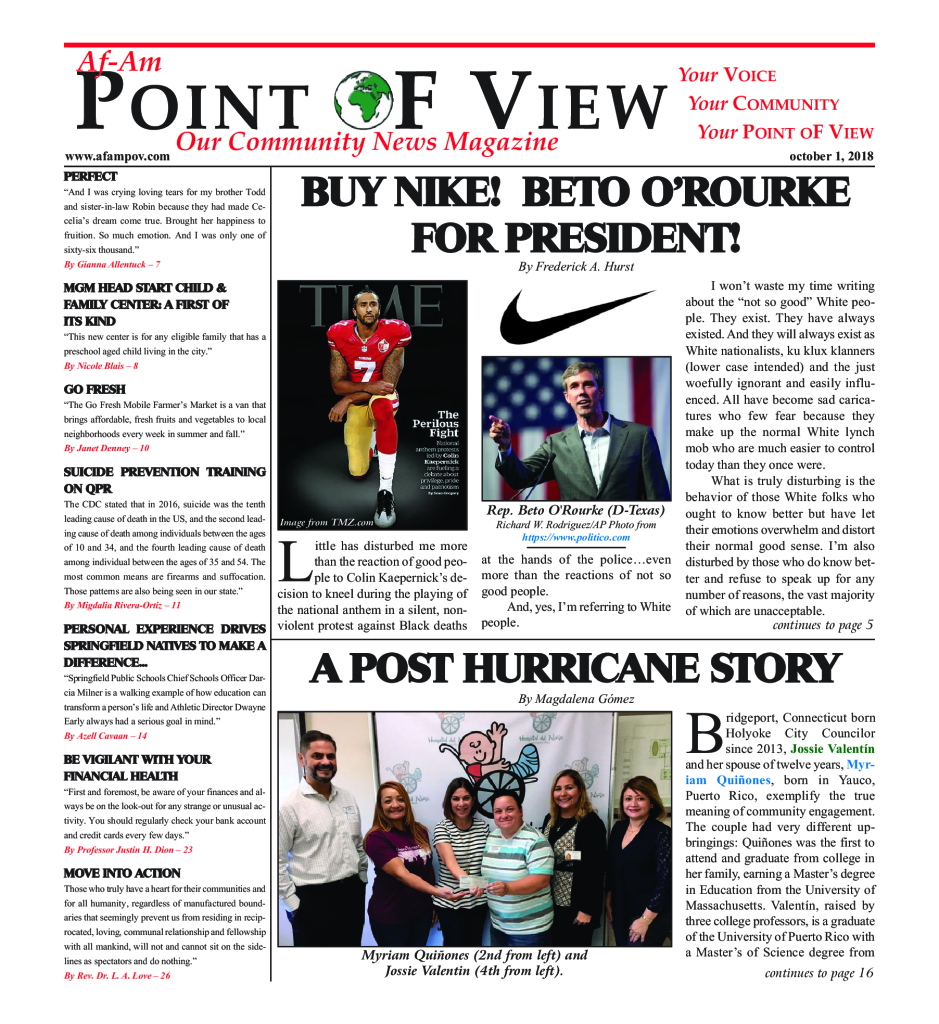 Cover of the October 2018 issue of Af-Am Point of View News Magazine