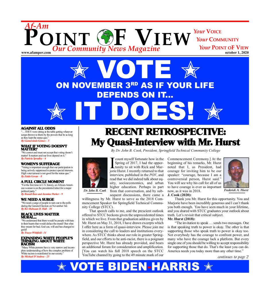 Cover of the October 2020 issue of Af-Am Point of View News Magazine