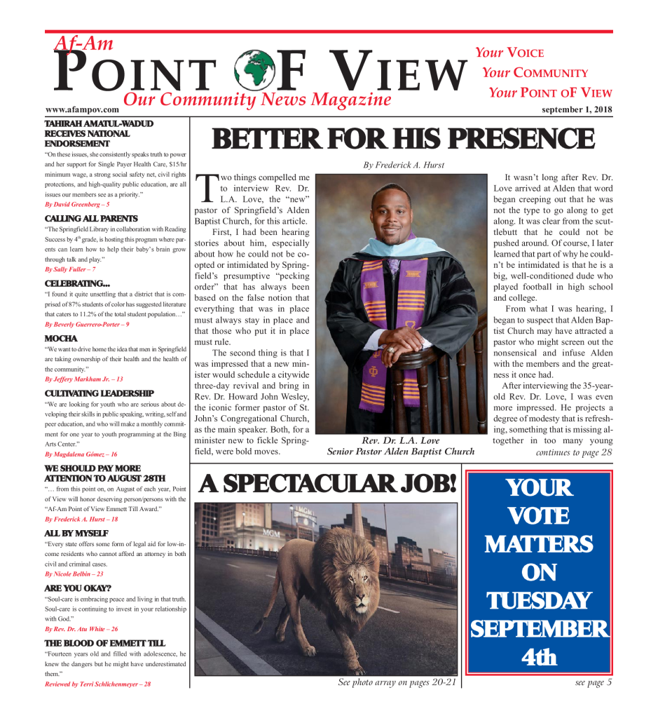 Cover of the September 2018 issue of Af-Am Point of View News Magazine