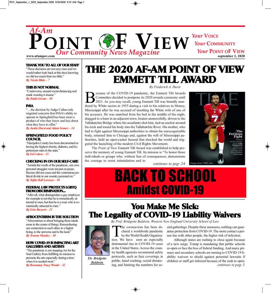 Cover of the September 2020 issue of Af-Am Point of View News Magazine