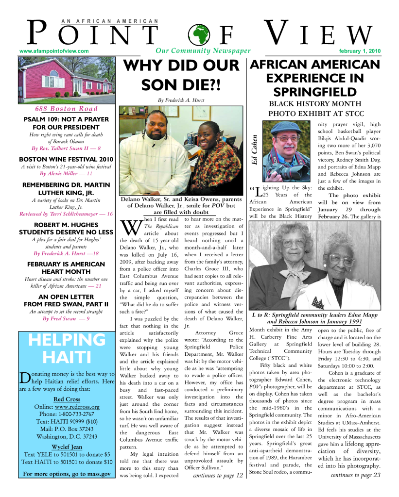 Cover of the February 2010 issue of Af-Am Point of View News Magazine