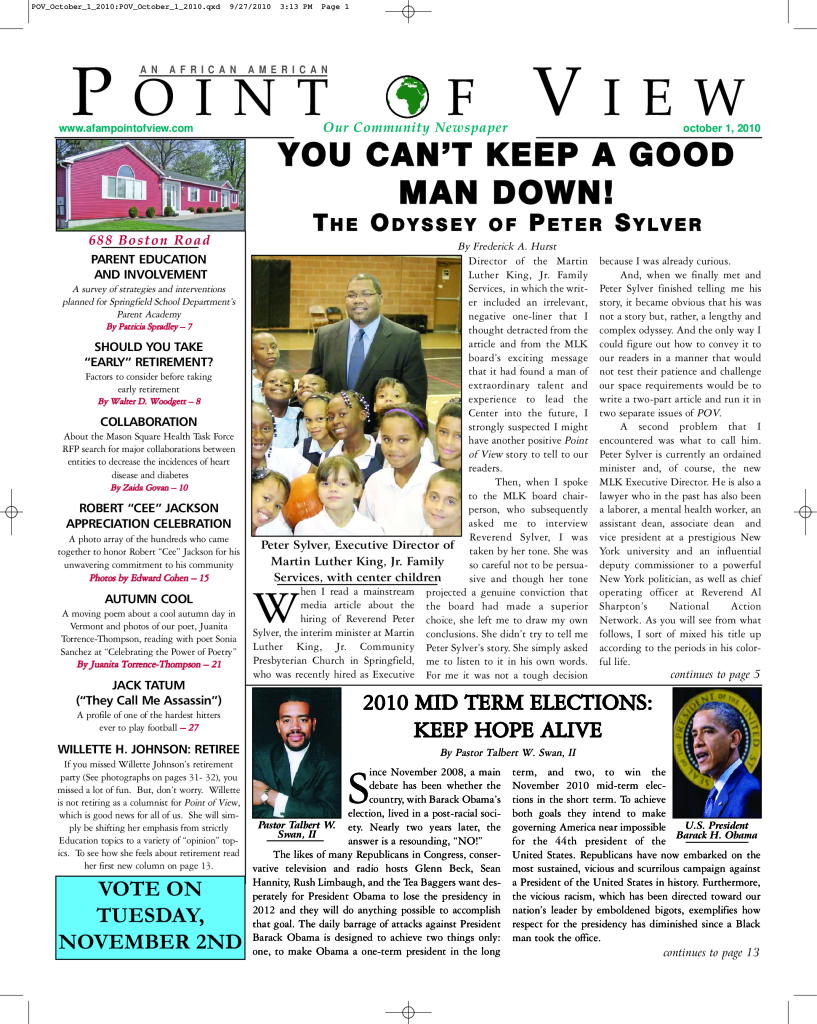 Cover of the October 2010 issue of Af-Am Point of View News Magazine