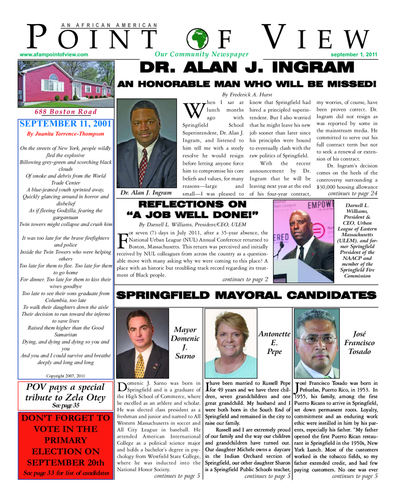 Cover of the September 2011 issue of Af-Am Point of View News Magazine