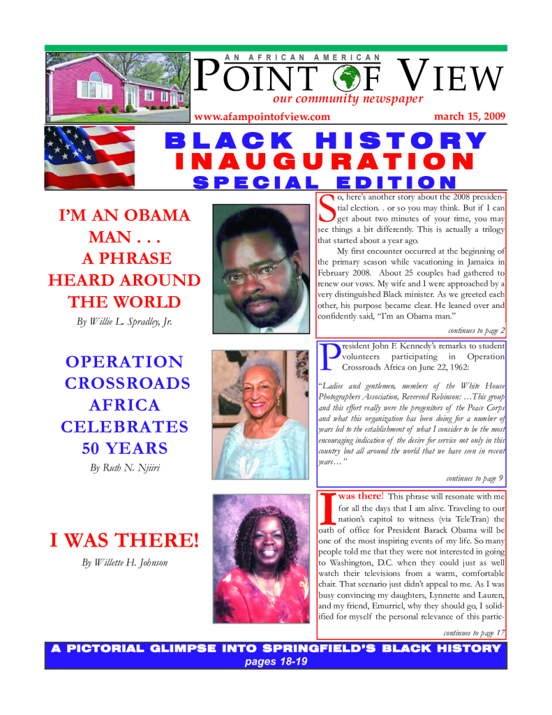 Cover of the Black History – March 2009 issue of Af-Am Point of View News Magazine