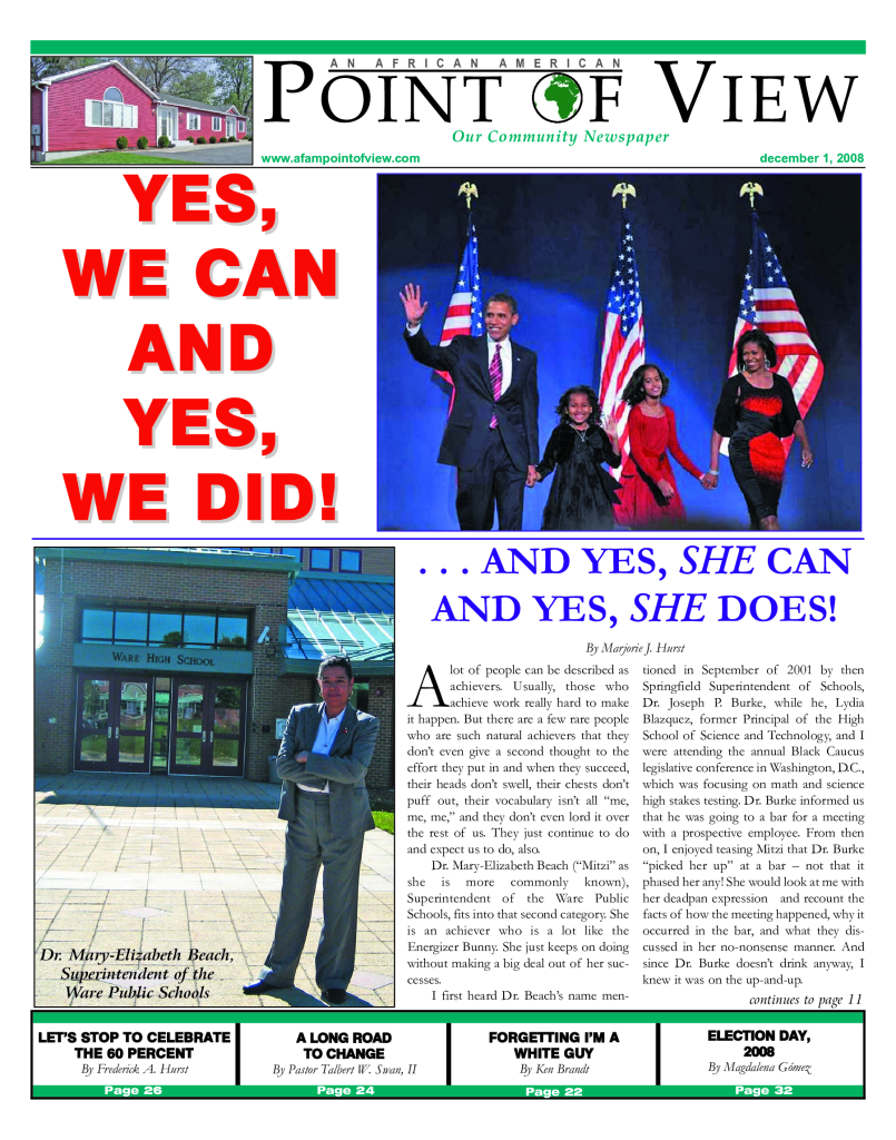Cover of the December 2008 issue of Af-Am Point of View News Magazine