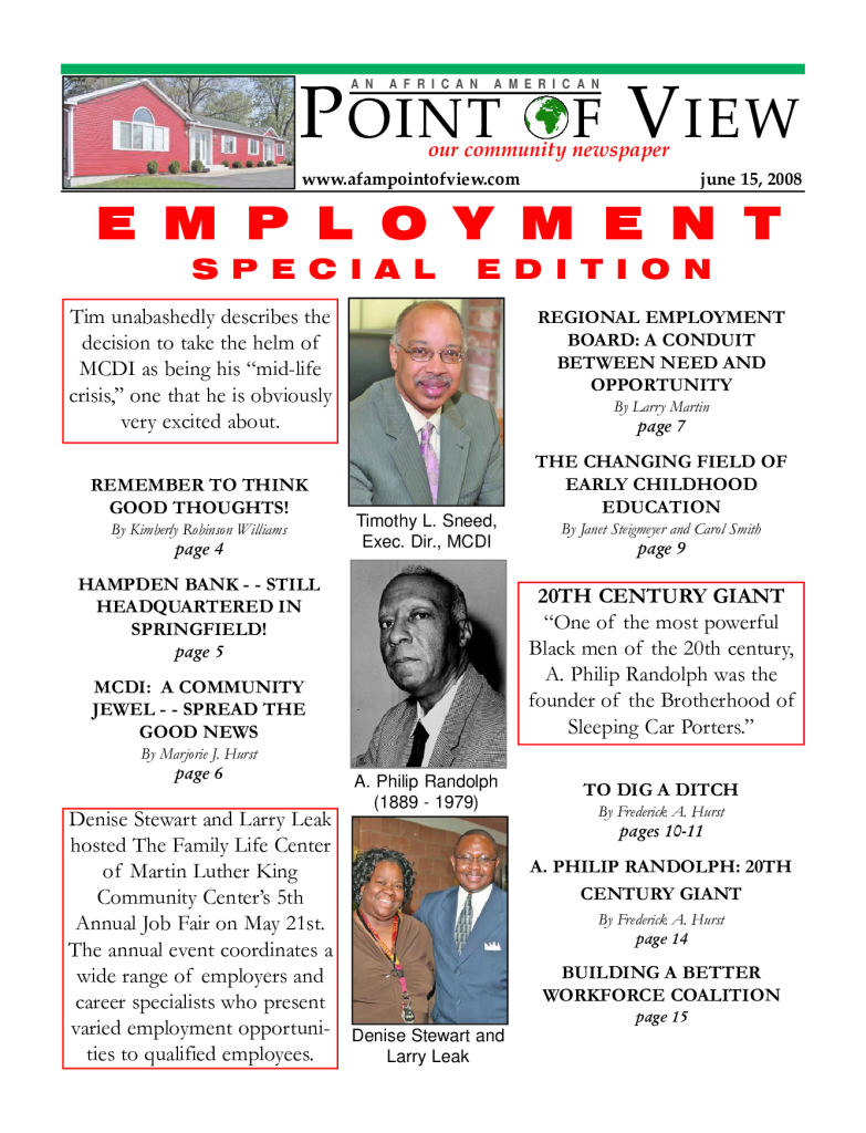 Cover of the Employment – June 2008 issue of Af-Am Point of View News Magazine