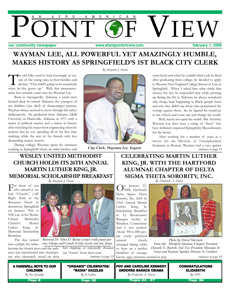 Cover of the February 2008 issue of Af-Am Point of View News Magazine