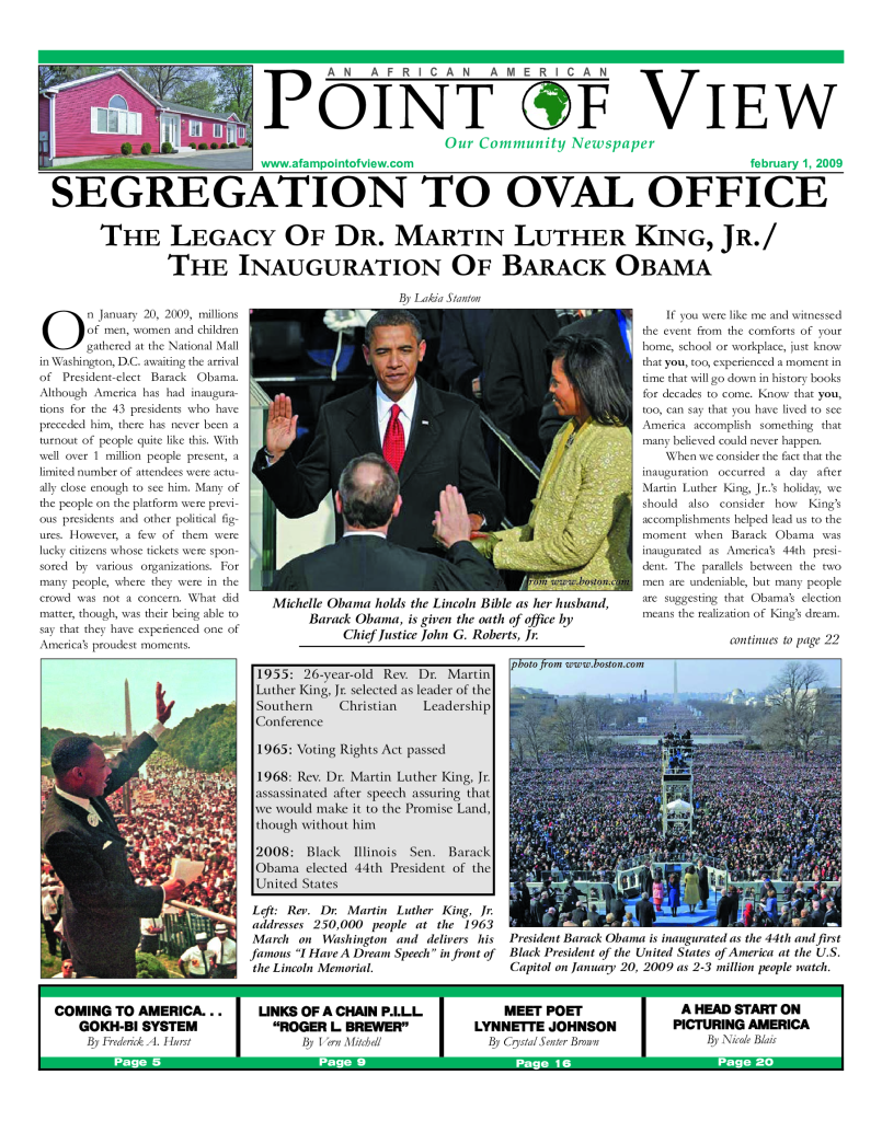 Cover of the February 2009 issue of Af-Am Point of View News Magazine