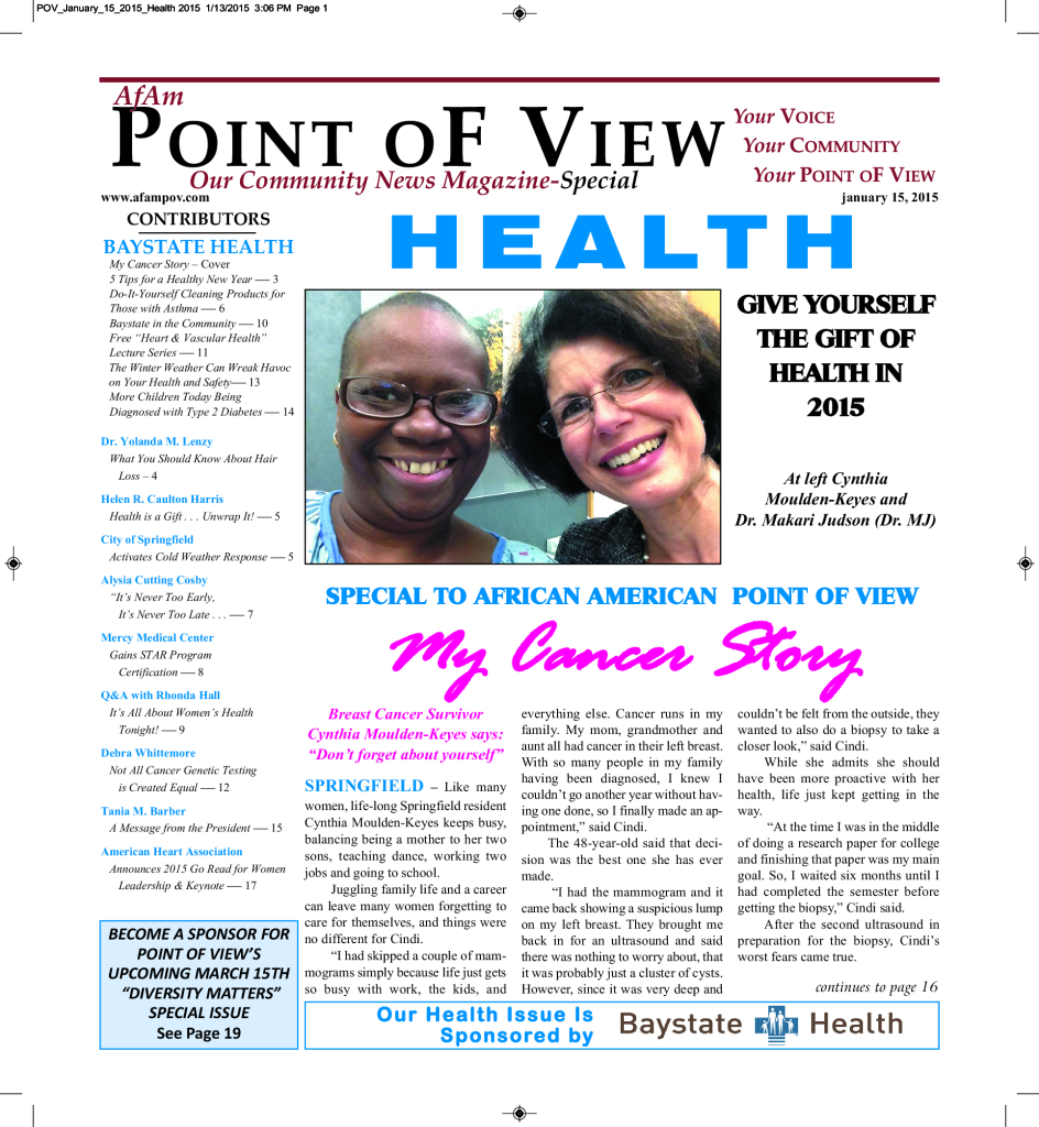 Cover of the Health – January 2015 issue of Af-Am Point of View News Magazine