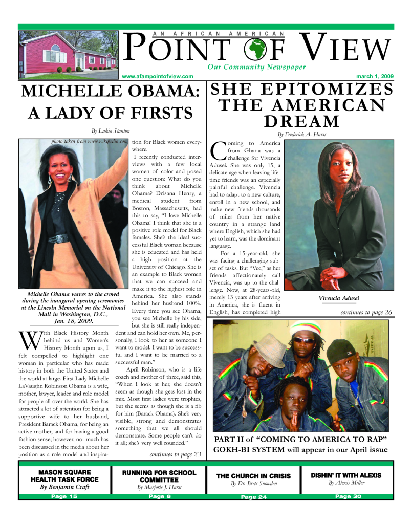 Cover of the March 2009 issue of Af-Am Point of View News Magazine