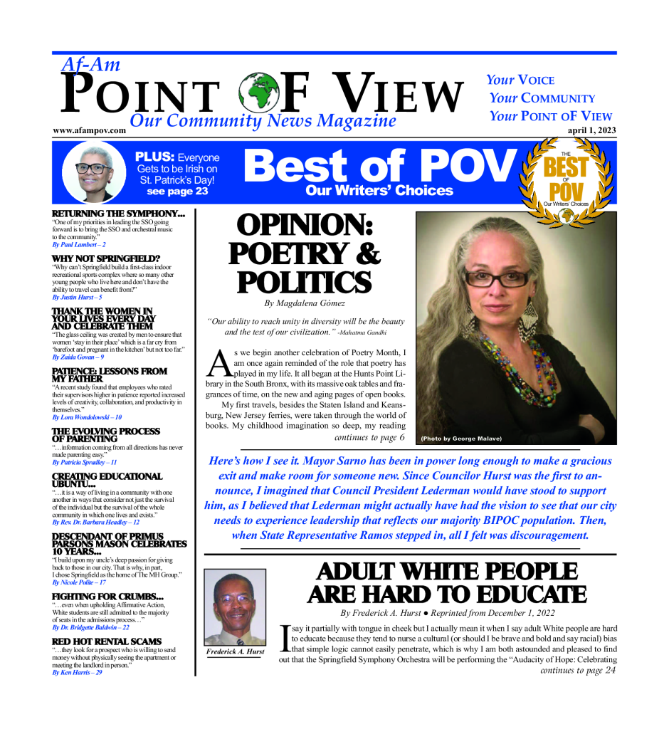 Cover of the April 2023 issue of Af-Am Point of View News Magazine