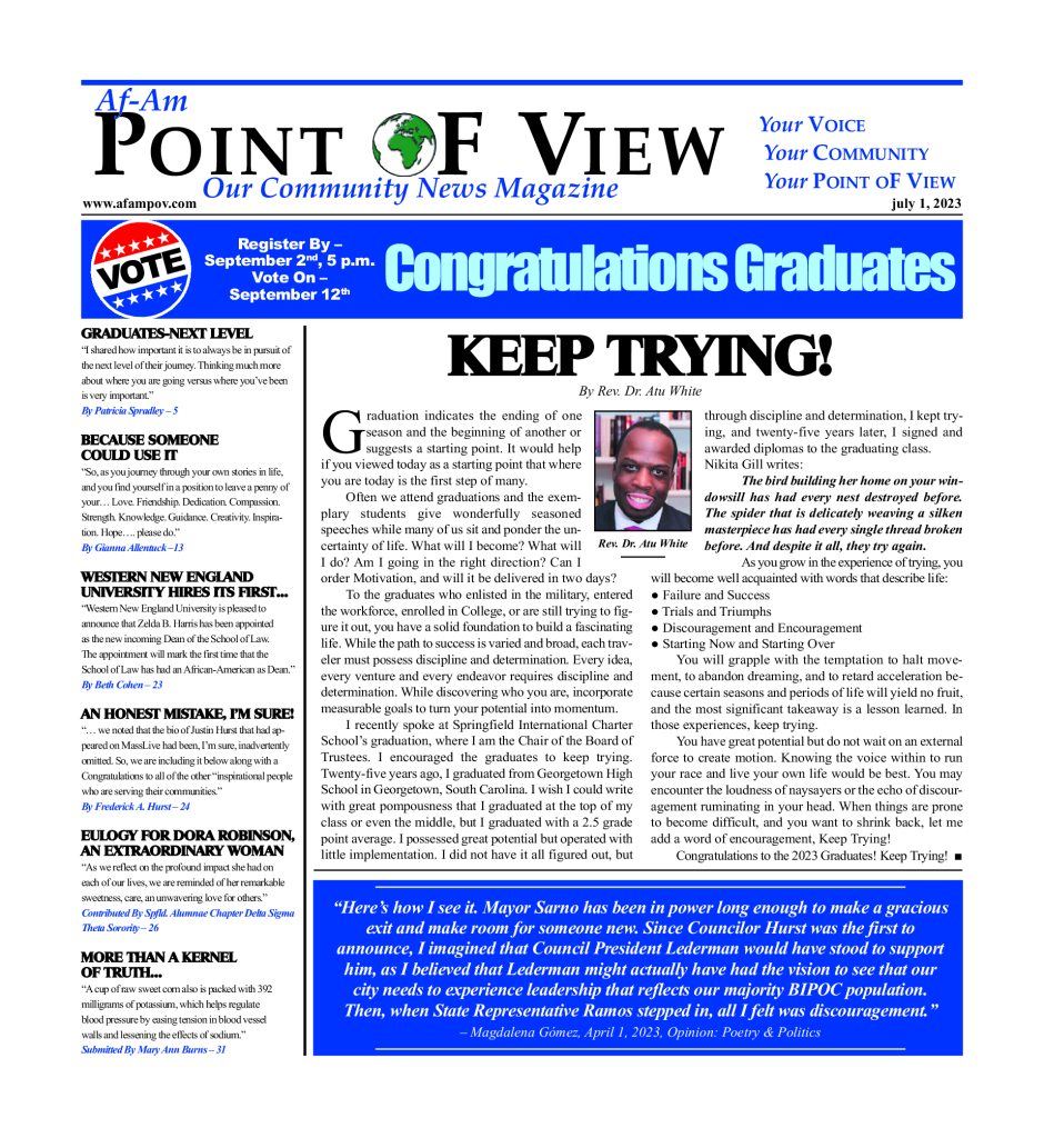 Cover of the July 2023 issue of Af-Am Point of View News Magazine